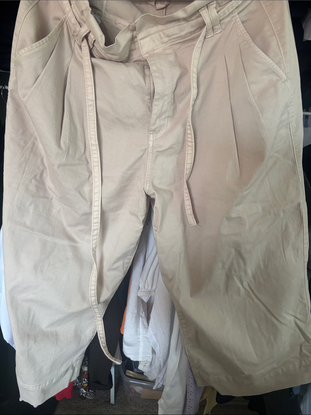 Women’s Casual Drawstring Chino Pants - Beige- American Eagle